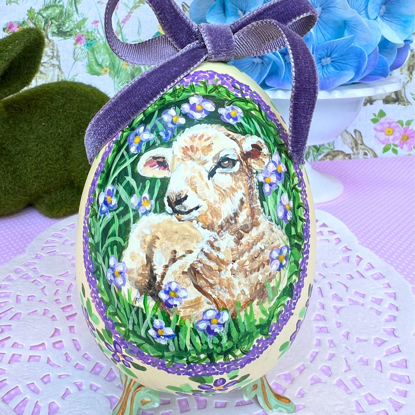 One of a Kind Hand Painted Lamb Egg