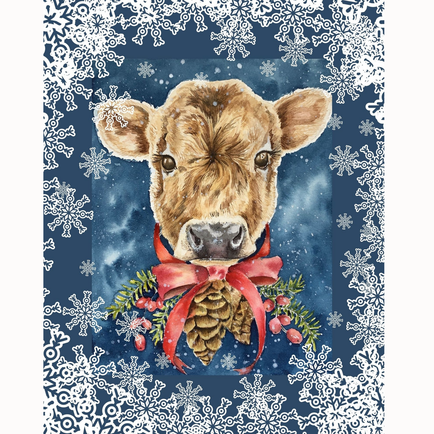 Christmas Cow Art Print