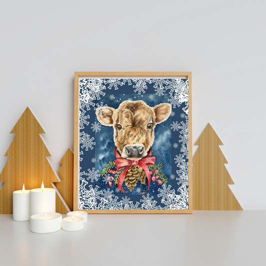 Christmas Cow Art Print