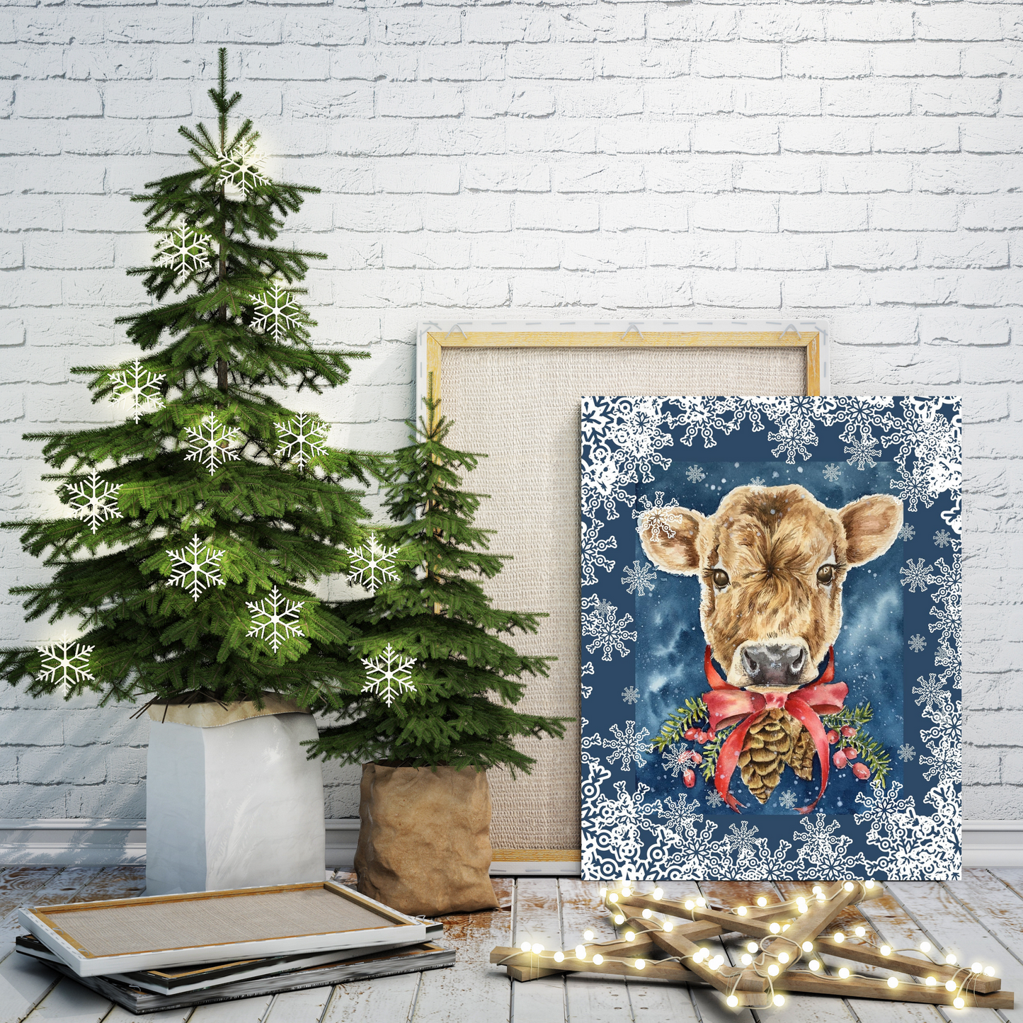 Christmas Cow Art Print
