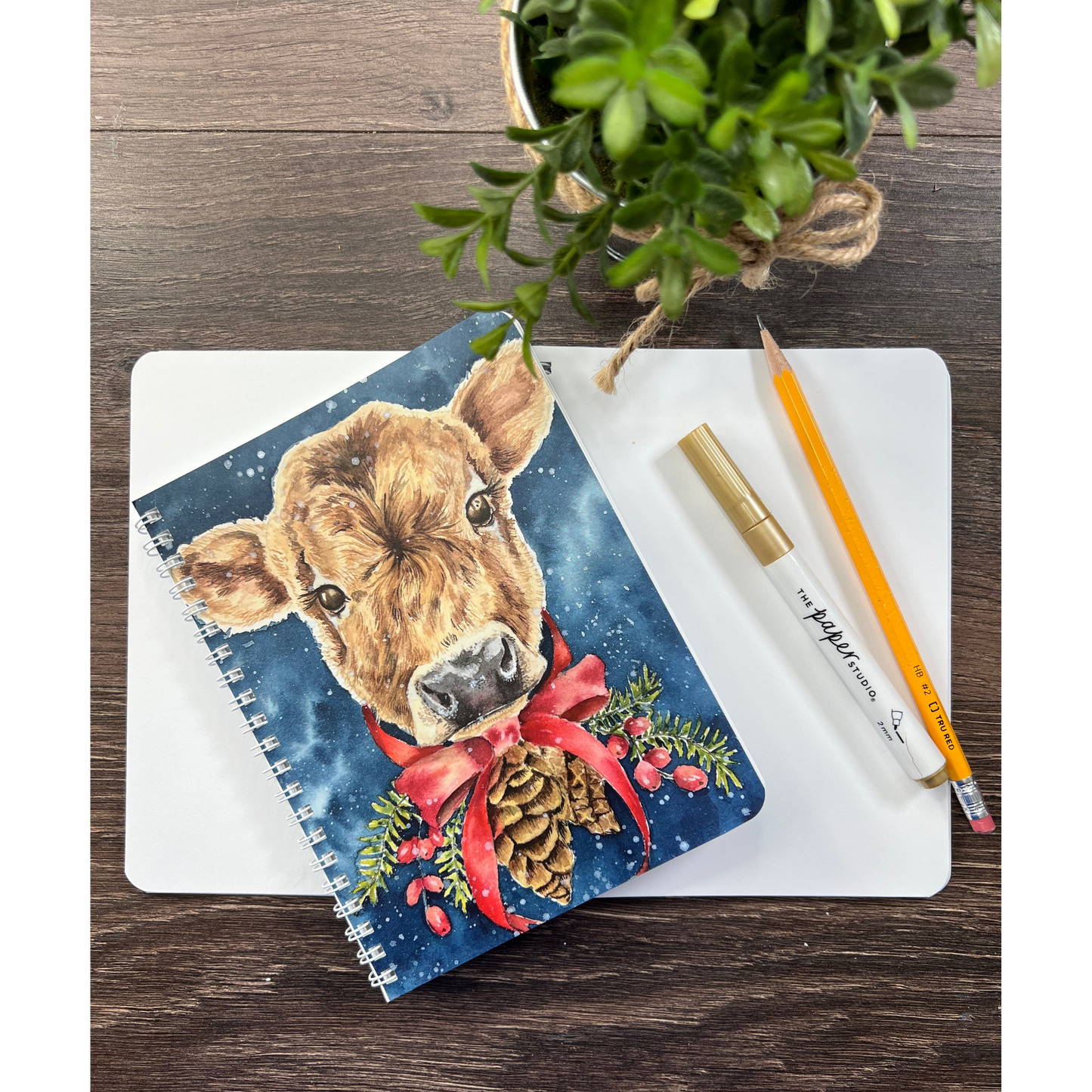 Christmas Cow  Multi-Purpose Notebook 5.5 in x 7.25 in