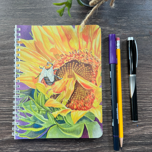 Busy Bee on a Sunflower  Multi-Purpose Notebook 5.5 in x 7.25 in