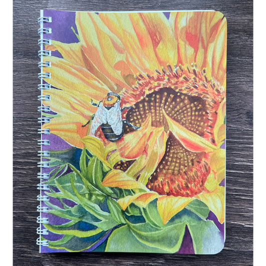 Busy Bee on a Sunflower  Multi-Purpose Notebook 5.5 in x 7.25 in