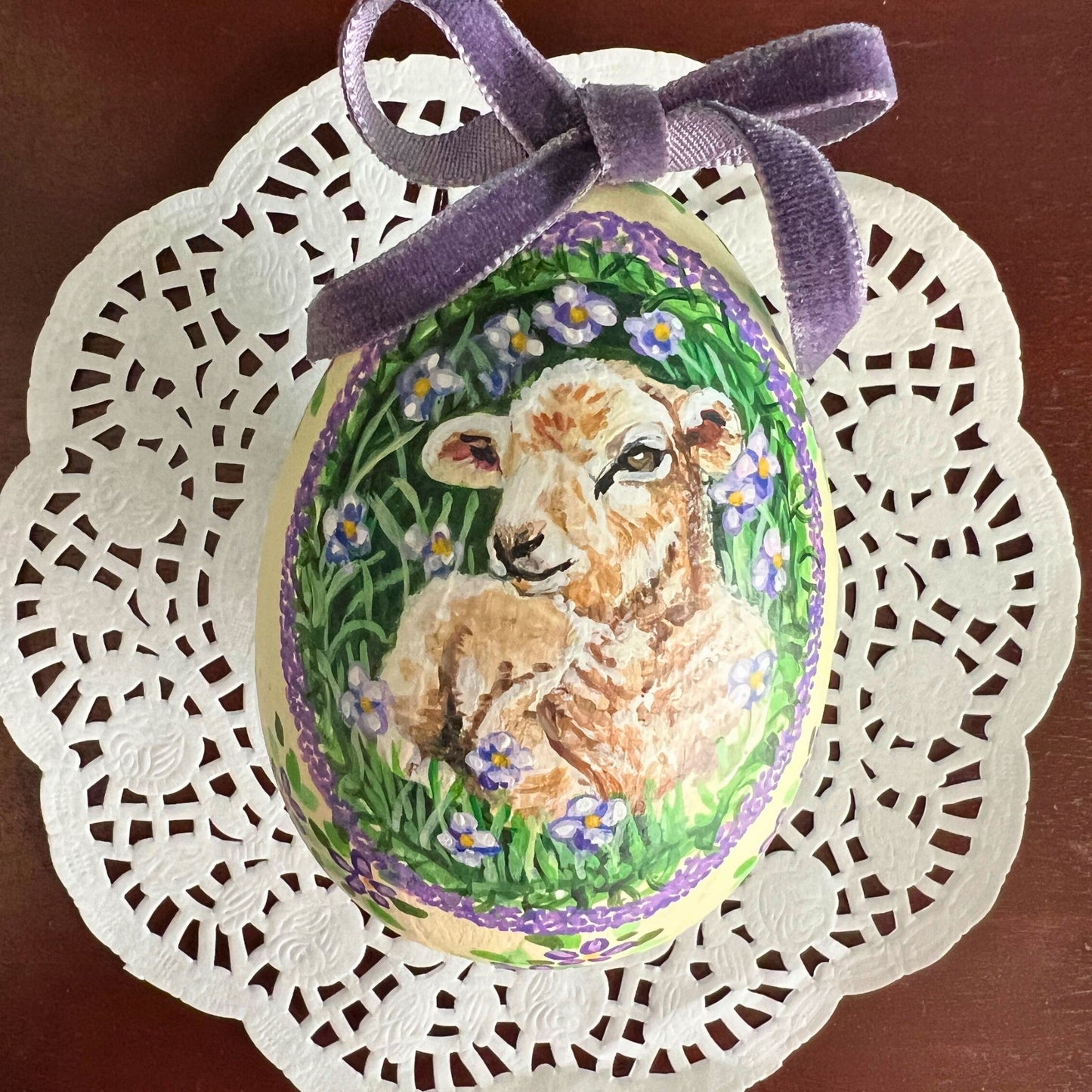 One of a Kind Hand Painted Lamb Egg