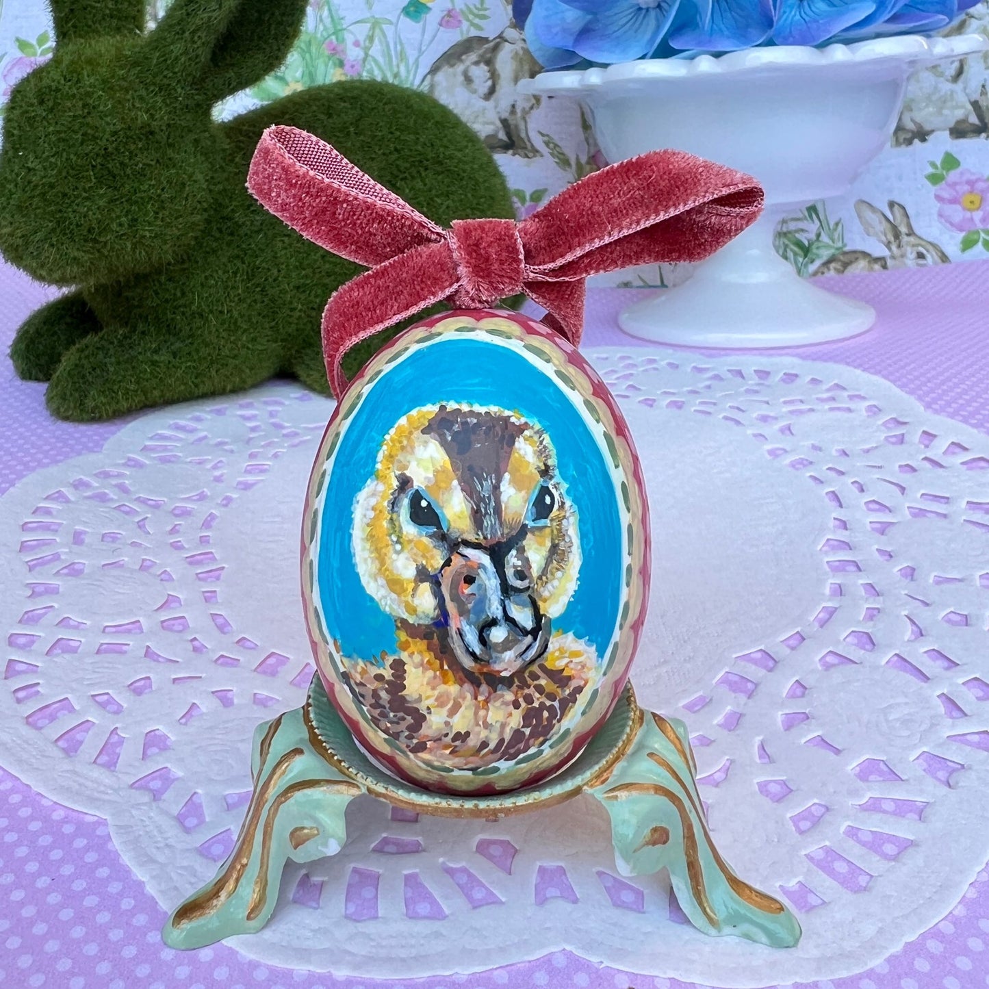 Small Hand Painted Egg Featuring a Darling Duckling