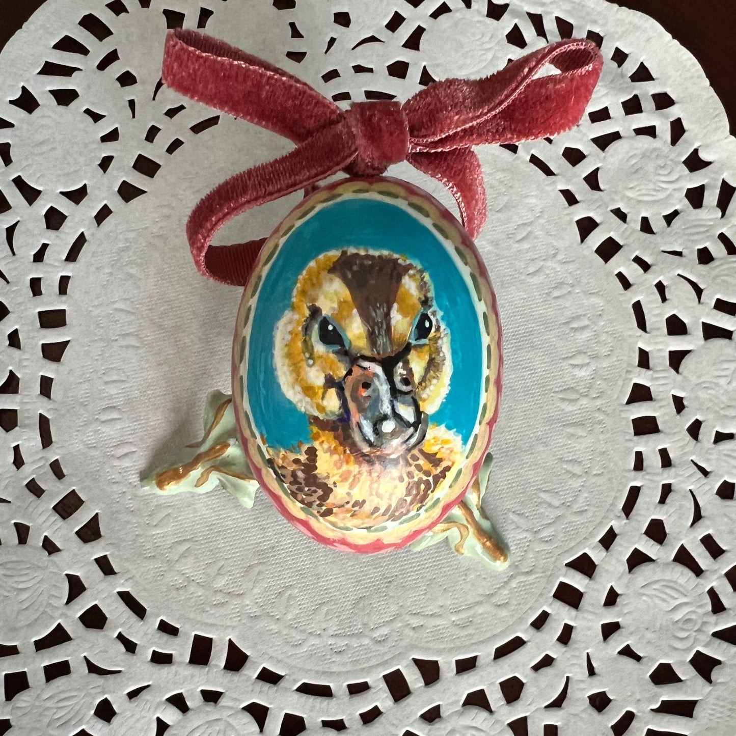 Small Hand Painted Egg Featuring a Darling Duckling