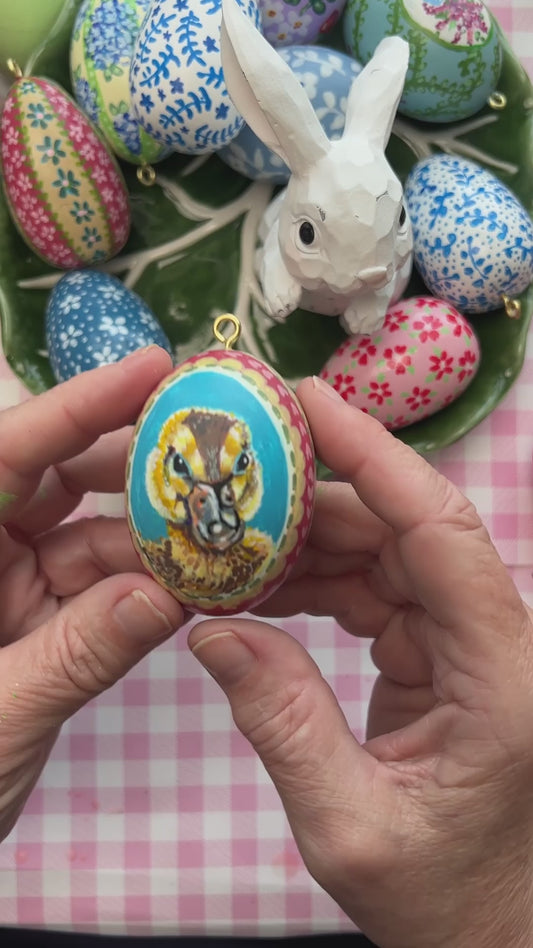 Small Hand Painted Egg Featuring a Darling Duckling